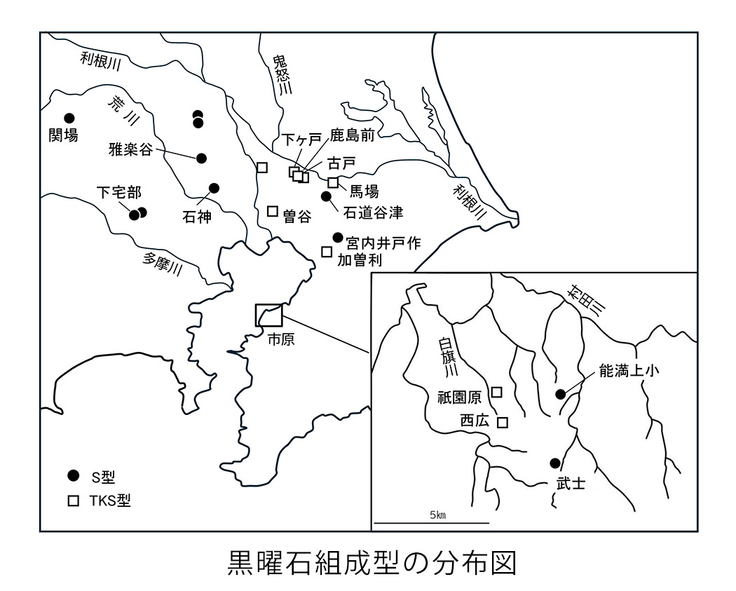 黒曜石組成型の分布図